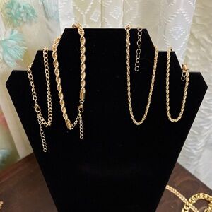 Gold Twisted Chain Bracelet Set